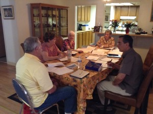 Viatorian Associates, from left to right: Jim May, Marie May, Leona Iglinski, Marie Feeney and Ken Rosania preprare for their definitive commitments during a retreat