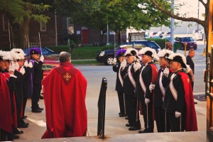 Fr. John Peeters welcomes Knights of Columbus