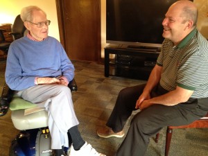 The oldest member of the Viatorian Community reflects with one of the newest, Pre-Associate John Dussman