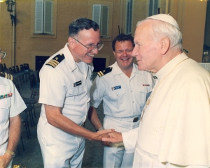 As a Naval chaplain, Fr. Victor Bertand met Pope John Paul