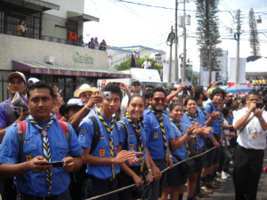 Scouts line the processional route