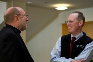 Fr. Mark Francis welcomes Dr. Paul Farmer to CTU class