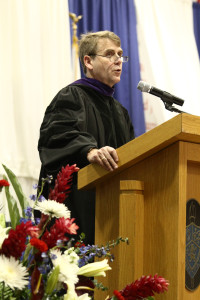 Fr. Corey Brost, CSV, president, addresses the graduates