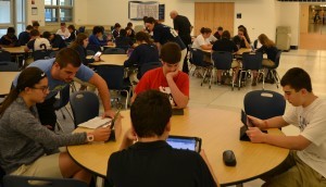 Students use their iPads to take the U.S. Constitution test