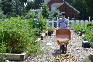 Saint Viator High School students completed service hours in the garden