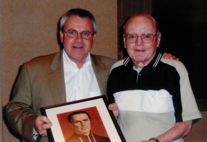  Fr. Thomas von Behren, left, congratulates Fr. Ed Anderson in 2005 on 60 years of religious life 