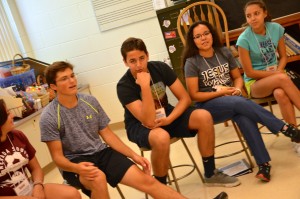 Justin Cruz, left, during the second day of the Viatorian Youth Congress