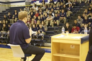 Schmidt addressing students