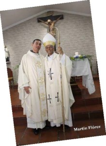 Fr. Gustavo Lopez with Bishop Pizarro