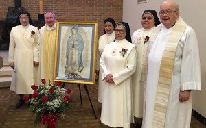 Fr. Thomas von Behren, CSV, left and Fr. James Michaletz, CSV, right celebrated with members of the Missionary Sisters of the Sacred Heart of Jesus and Our Lady of Guadalupe on their feast day