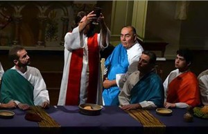 Parishioners at Maternity BVM in a portrayal of the Last Supper