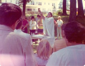 Fr. Gene Lutz celebrates Mass on the grounds of Desiderata Villa