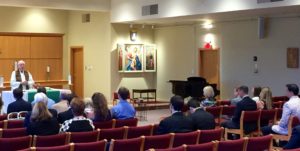 Fr.Charles Bolser, CSV, reflects on the legacy of Andrew Johnstone in the Alumni Memorial Mass at Saint Viator High School