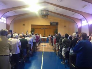 Mass in the gym drew a full house during the first weekend