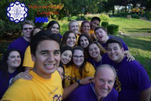 Br. Rob Robertson, bottom right, with teens from the St. Viator Catholic Community delegation at the VYC