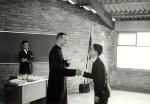 Fr. James Crilly, with a student at Colegio San Viator in Bogotá, circa 1967