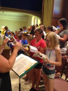 The newly formed 5th and 6th grade ensemble rehearses at Maternity BVM