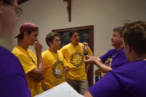 Fr. Jason, right, instructs delegates at the Viatorian Youth Congress