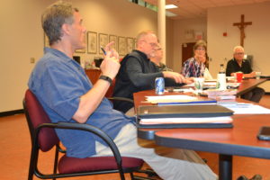 Br. Michael Gosch, Fr. Dan Lydon and Associates Karen Cutler, Connie Gerber and Randy Baker take part in the VCC discussion