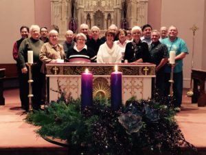 The inclusion of the Advent wreath is a German tradition that became assimilated into traditional Catholic liturgies, Fr. Francis describes. Here, the members of the Bourbonnais/Kankakee region gather in prayer
