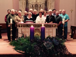 The inclusion of the Advent wreath is a German tradition that became assimilated into traditional Catholic liturgies, Fr. Francis describes. Here, the members of the Bourbonnais/Kankakee region gather in prayer 