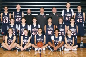 Br. Peter Lamick, CSV, third from left in back row, is one of three Saint Viator High School alumni coaching the sophomore team