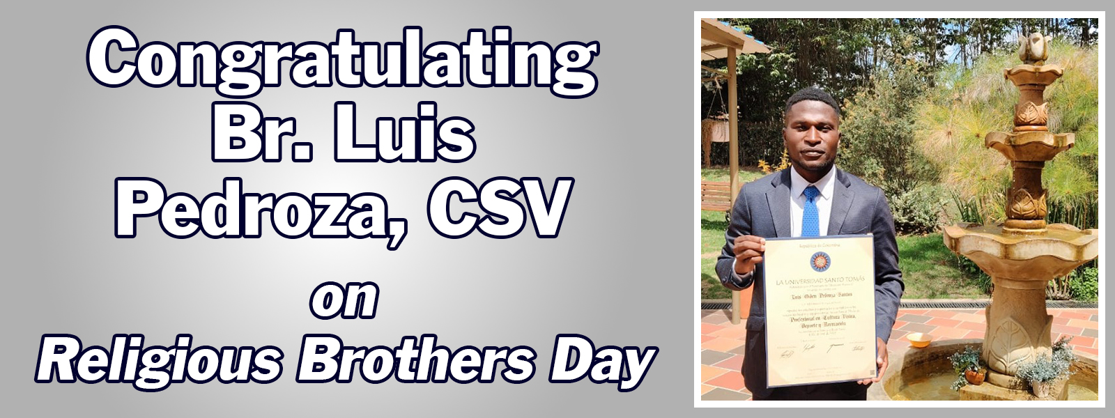 Congratulating Br. Pedroza on Religious Brothers Day
