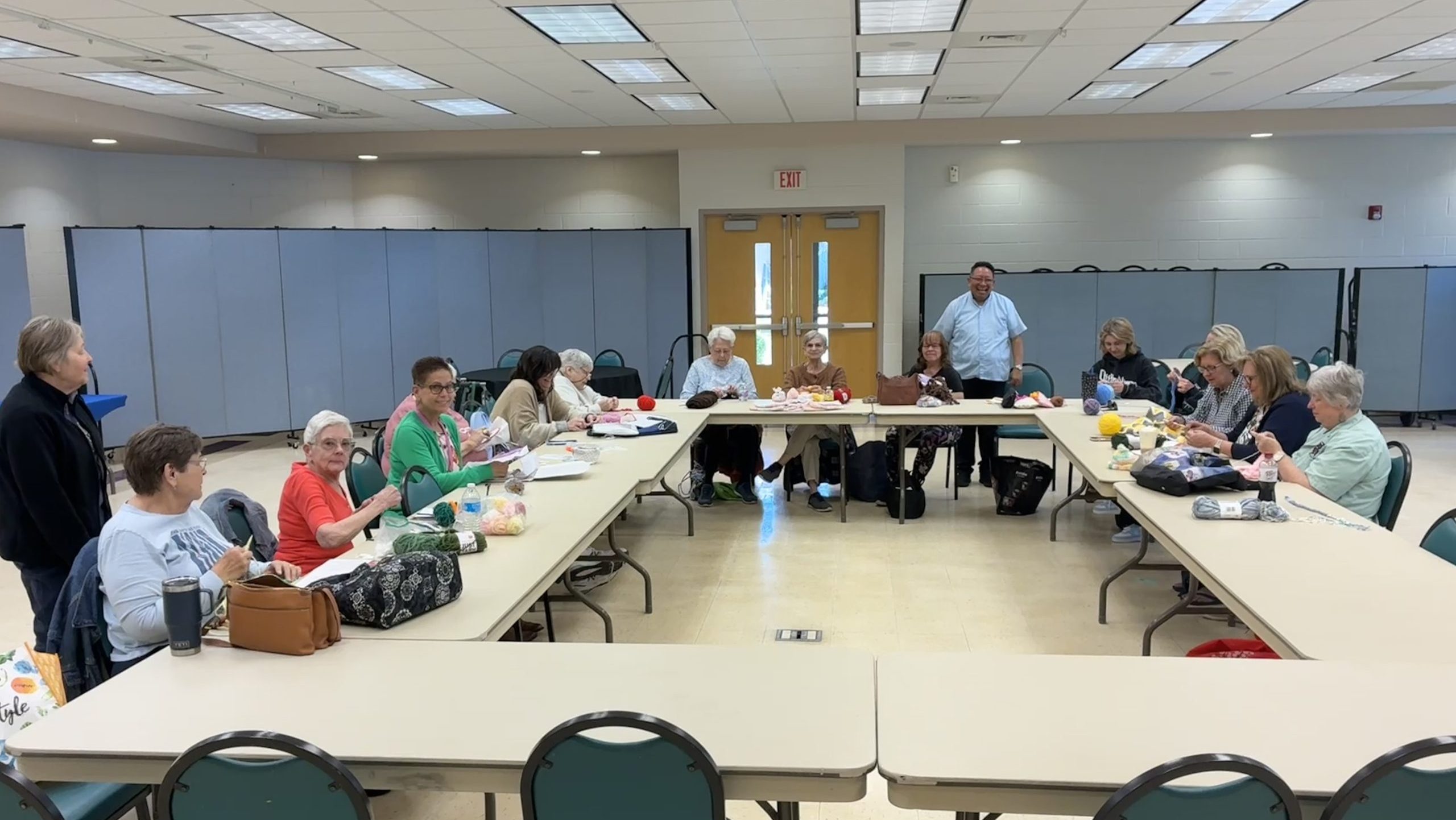 Fr. Moses & Knitting Club Doing Handmade Service